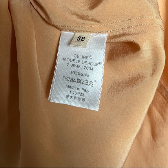 CELINE Nude Coral/Tan 100% Silk Blouse - Picture 6 of 7